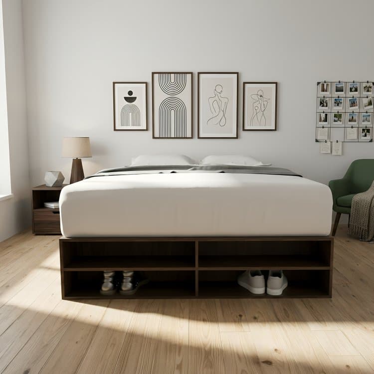 Box Cama 1.40 Mts - 4 Cajones Nogal L./Negro M., imagen 1 de 1