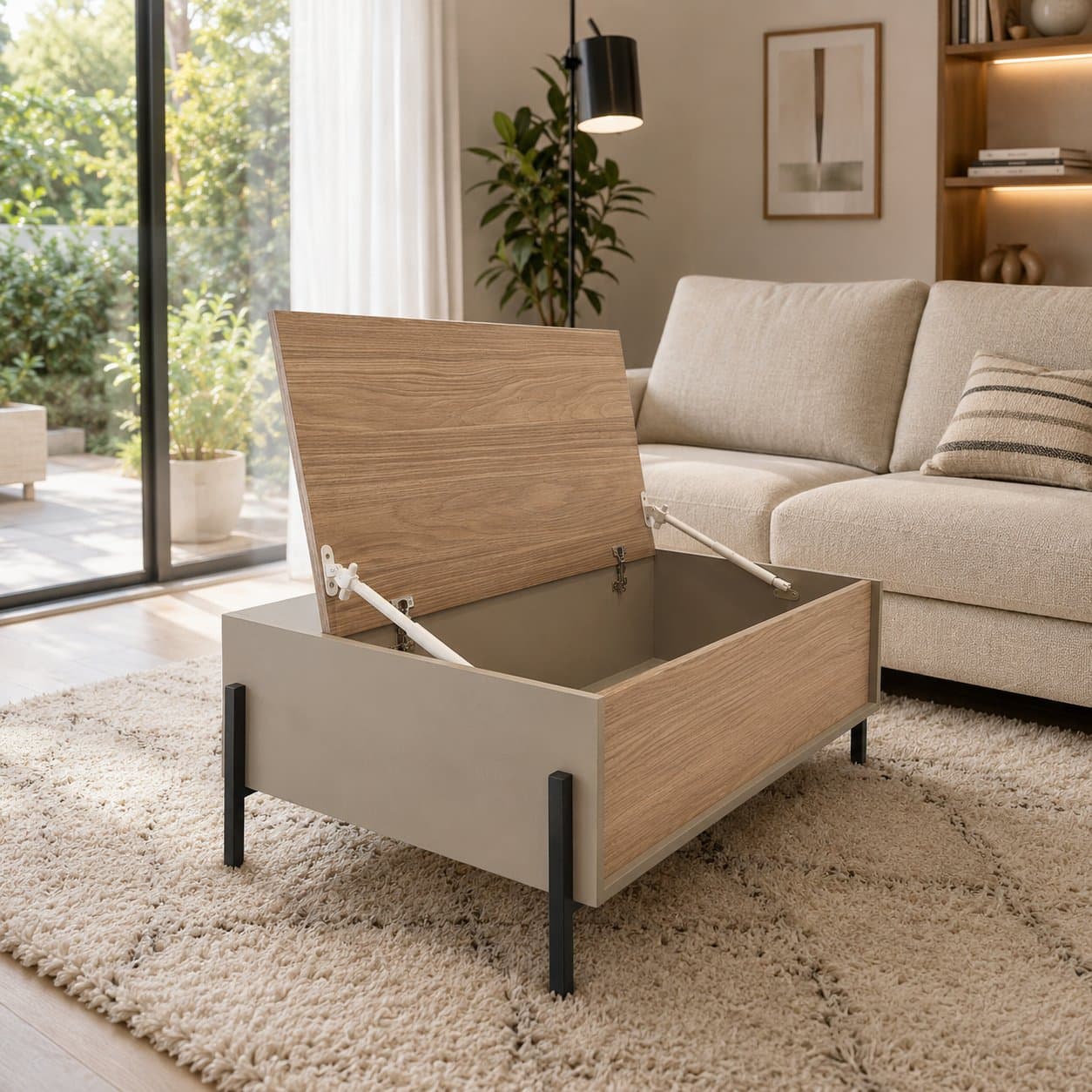 Mesa de Centro Metalwood con puerta 0.89 Mts Gris C./Olmo, imagen 1 de 1