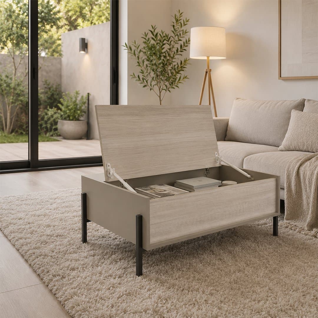 Mesa de Centro Metalwood con puerta 0.89 Mts Gris C./Nevado, imagen 1 de 1