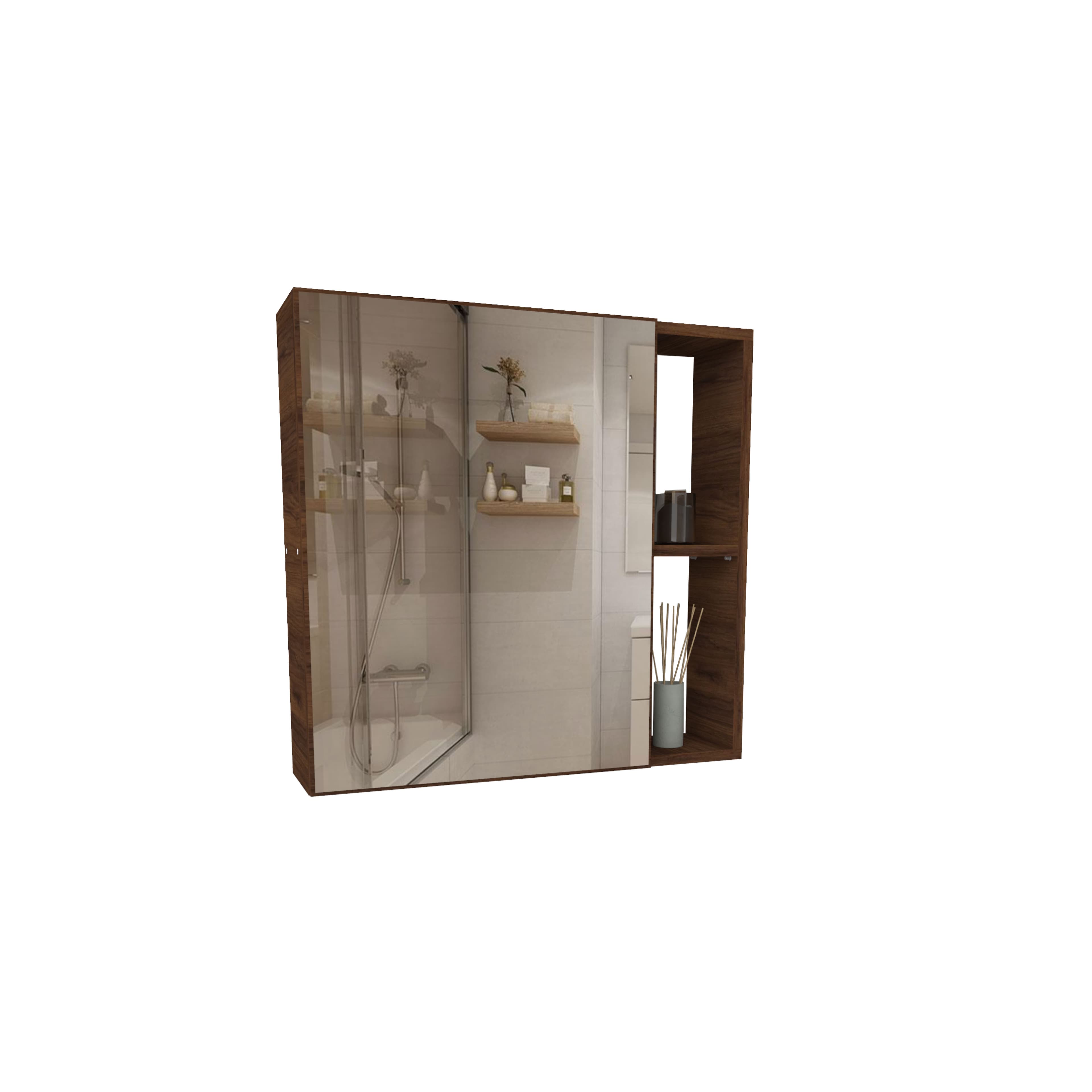 Alacena para baño con espejo Nogal Warmia / Blanco Laca, imagen 1 de 1
