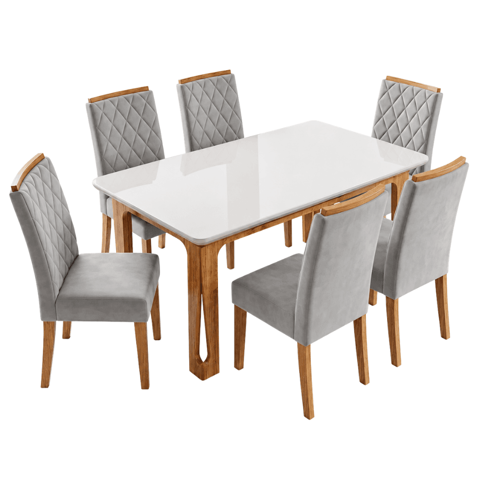 Mesa Natuzzi de Vidrio + 6 Sillas Iza Marfil, imagen 1 de 1